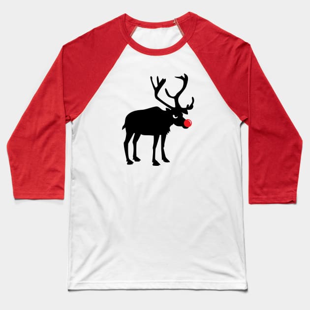 Angry Animals: Rudolph the red nosed Reindeer Baseball T-Shirt by VrijFormaat